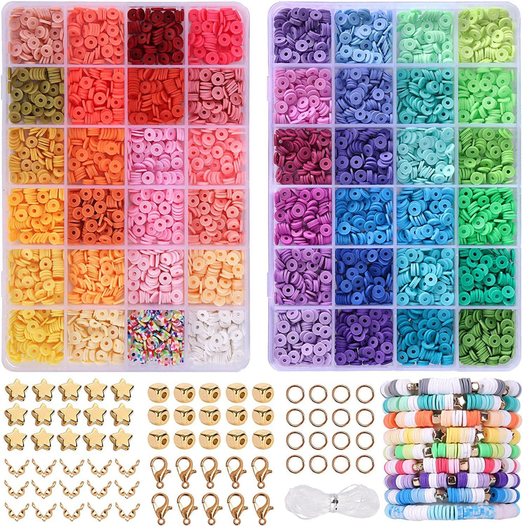 multiple craft projects with clay beads