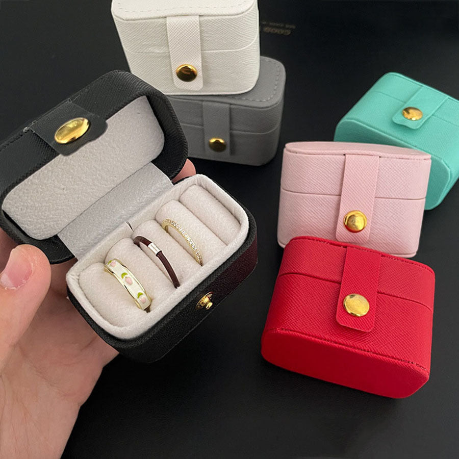Portable Miniature Ring Box open with earrings