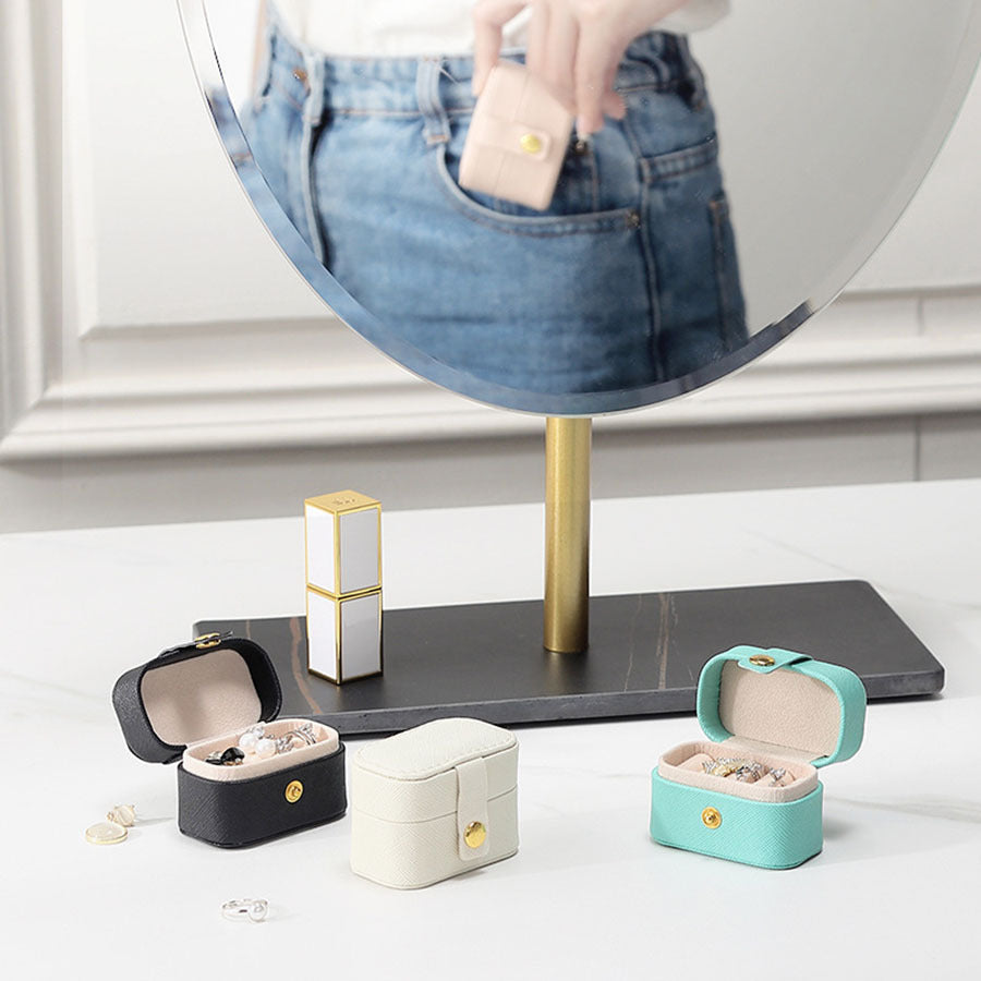 Portable Miniature Ring Box open with earrings