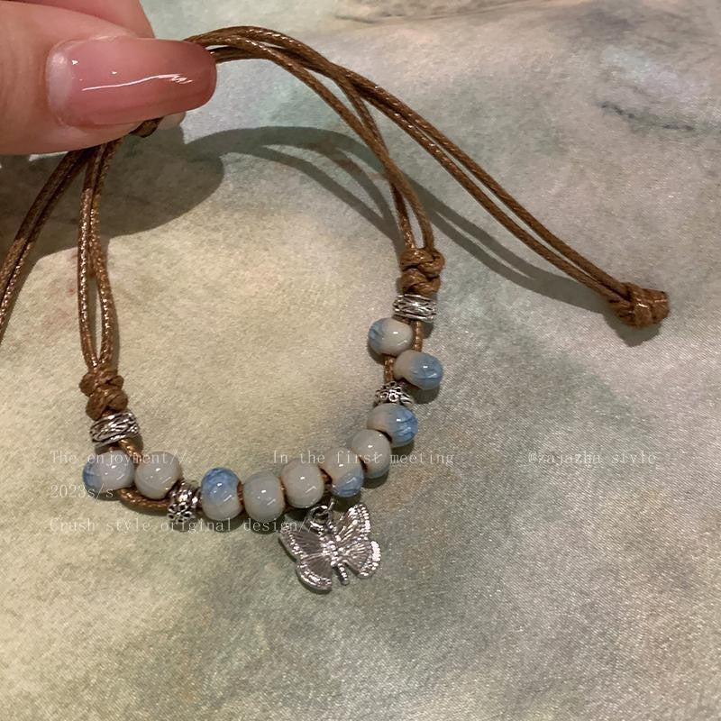 flat lay of the vintage beaded bracelet