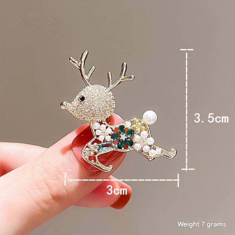 Gold Reindeer Lapel Pin on a jacket