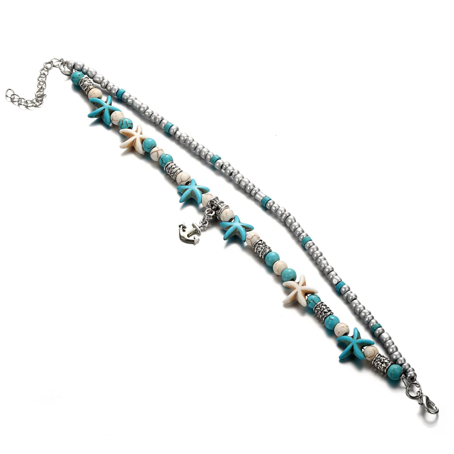 Close-up of Ocean-Inspired Anklet with Shell Charms