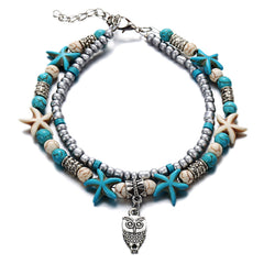 Double Layered Anklet featuring Turtle Charms