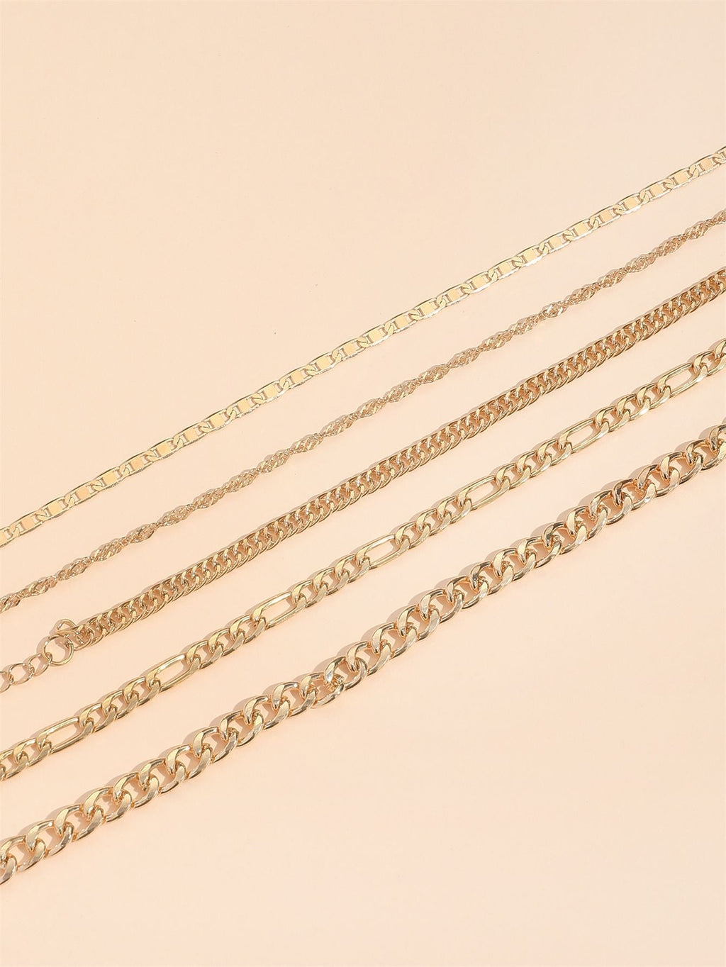 Image of vintage metal snake chain anklet set in gold