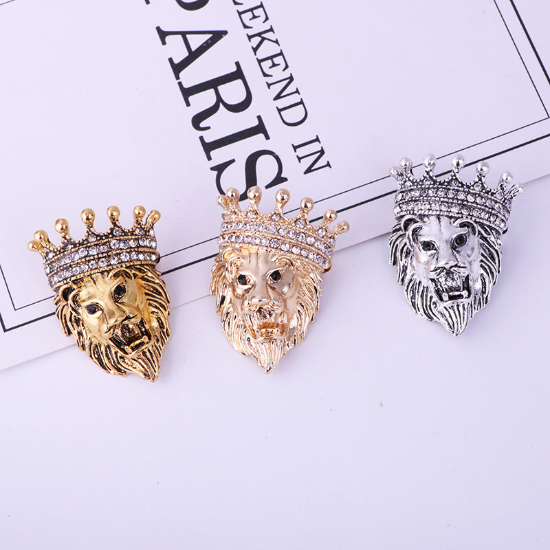 Antique Gold Lion Brooch for men