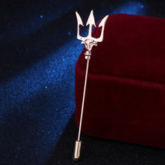 Men's trident lapel pin side view