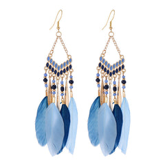 Unique bohemian earrings on model