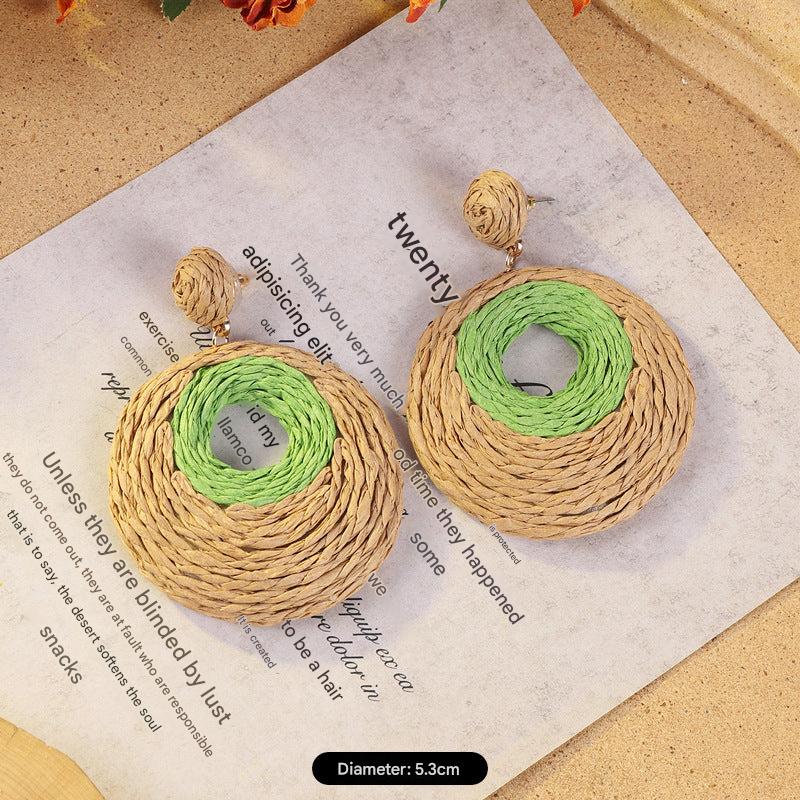 Artisan-crafted rattan earrings in bohemian style