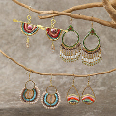 Colorful display of tassel earrings