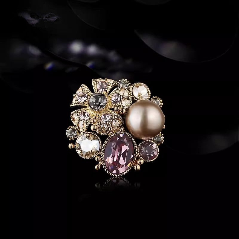 Rhinestone Floral Brooch Image 3