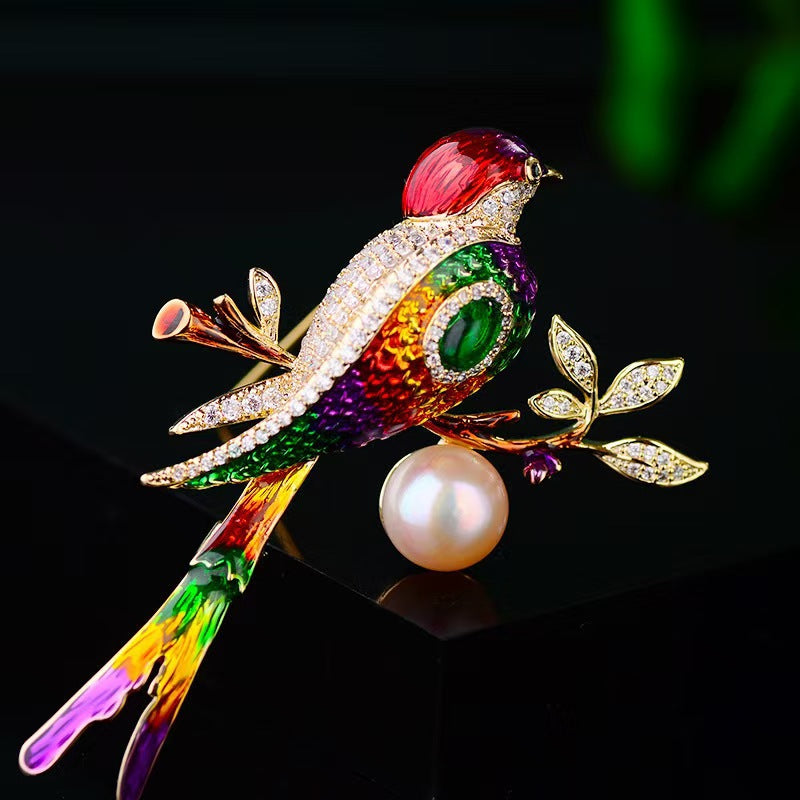 Elegant brooch displayed on a stylish jacket