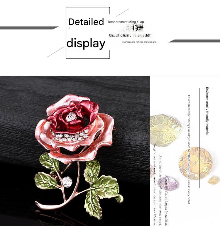 Floral brooch beside different colour variations