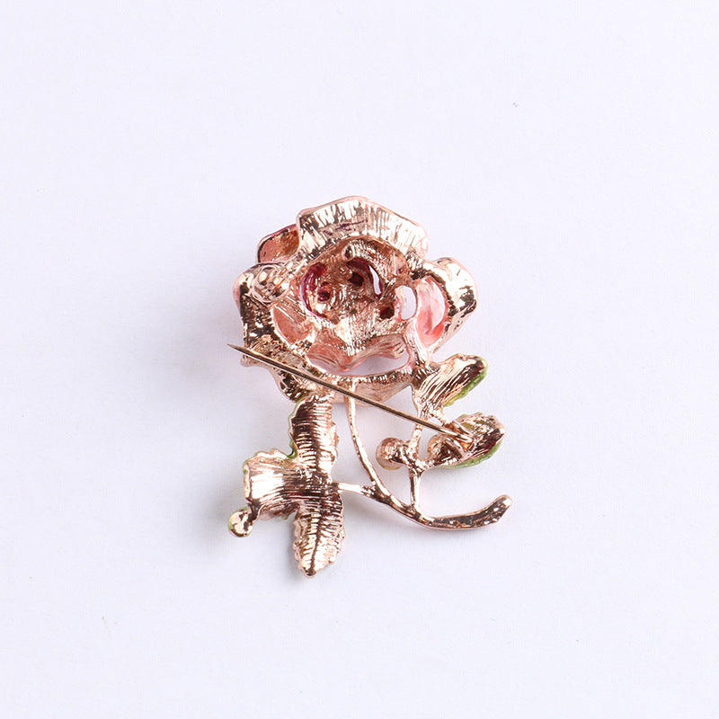 Pink rhinestone brooch elegantly displayed