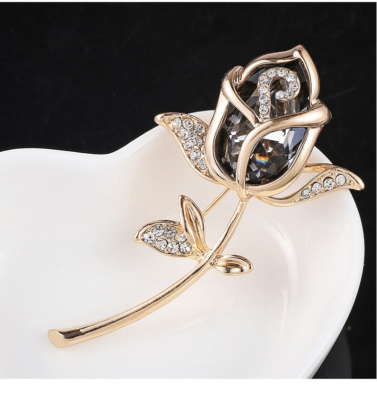 Fashionable brooch on casual clothing