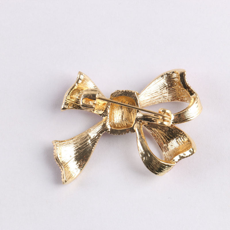 Elegant Bow Shape Brooch with Rhinestones Image 3