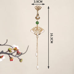 elegant vintage handheld fan brooch on model