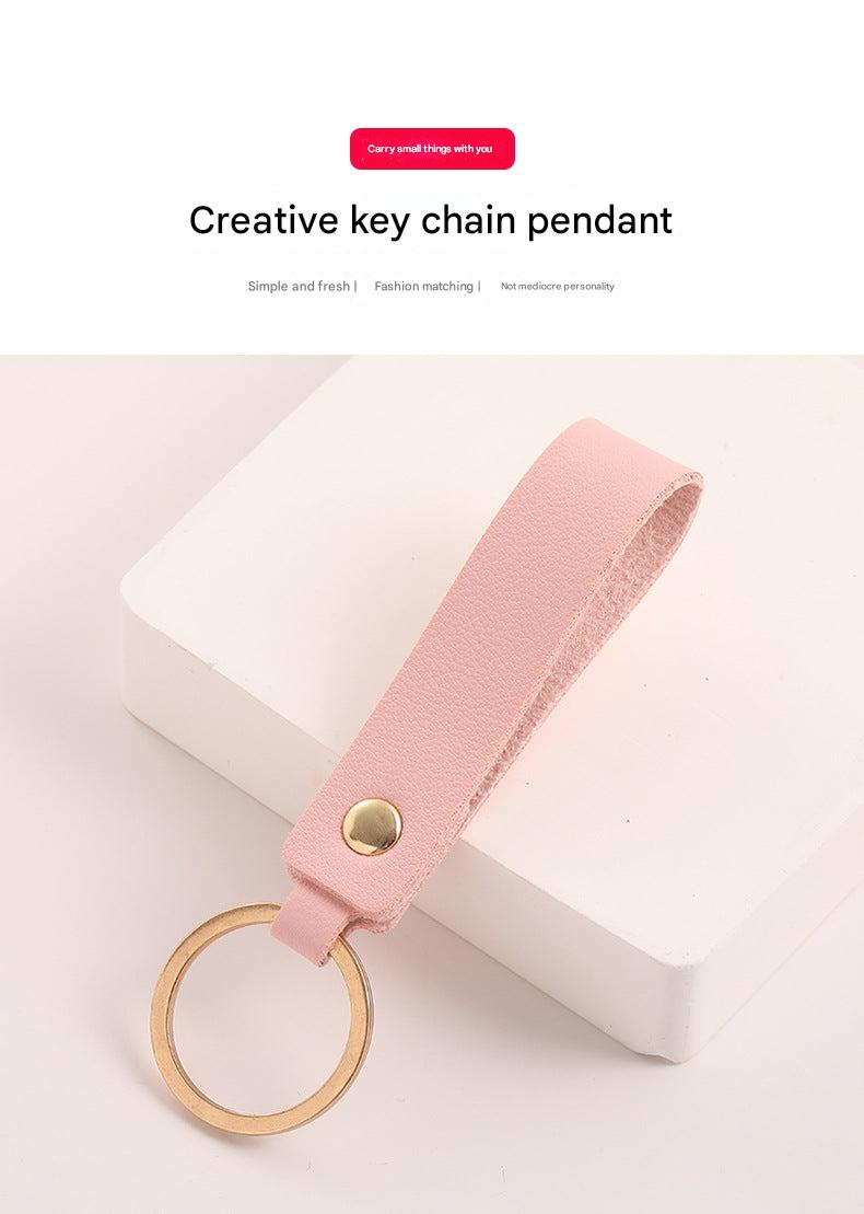 Close-up of PU leather keychain showcasing its texture