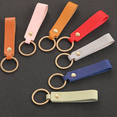 Close-up of PU leather keychain showcasing its texture