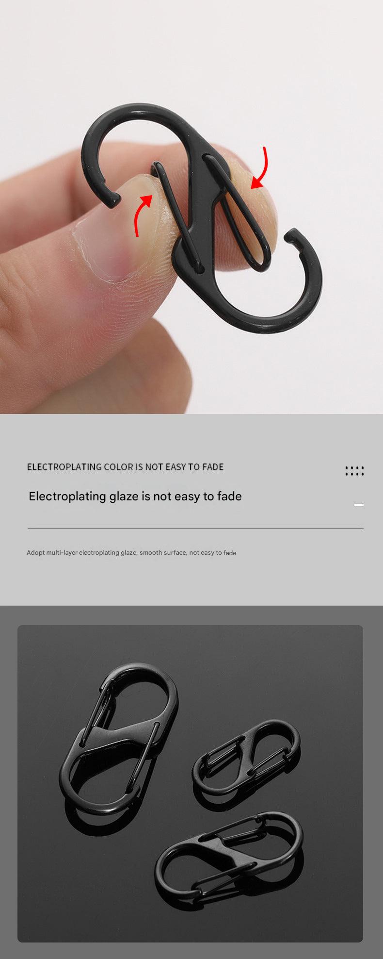 S-Shaped Metal Spring Buckle positioned on a keychain