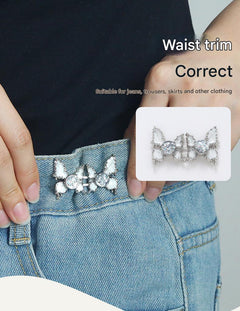 Adjustable Waist Butterfly Buckle with Rhinestones - Side View