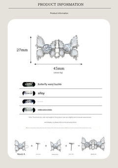 Adjustable Waist Butterfly Buckle with Rhinestones - Buckle Design