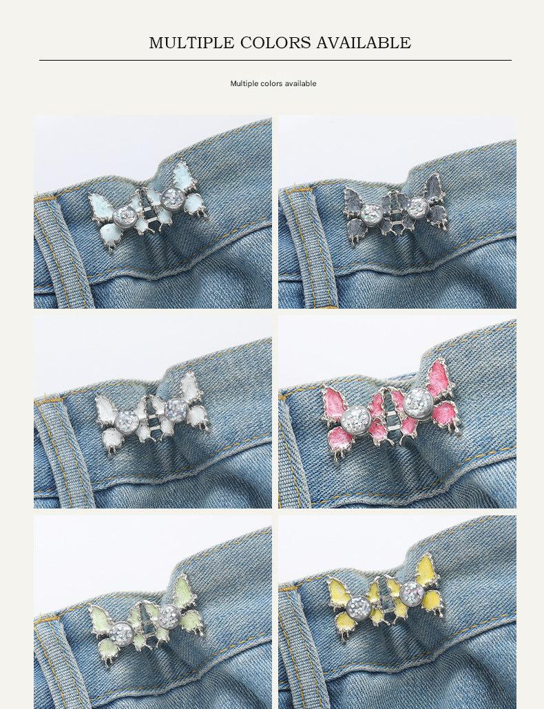 Adjustable Waist Butterfly Buckle with Rhinestones - Close Up