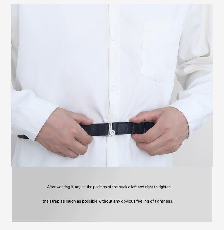 Invisible design shirt stay demonstrating function