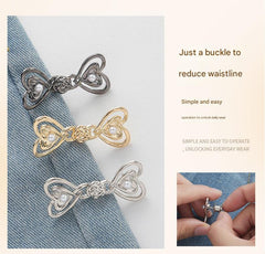 Adjustable waistband solution with metal button