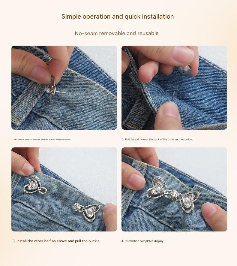 Adjustable waist button attached to a dress