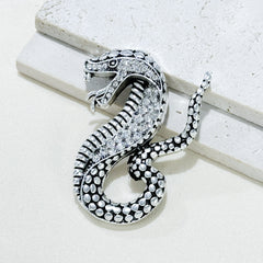 Gold Rhinestone Snake Brooch Side View