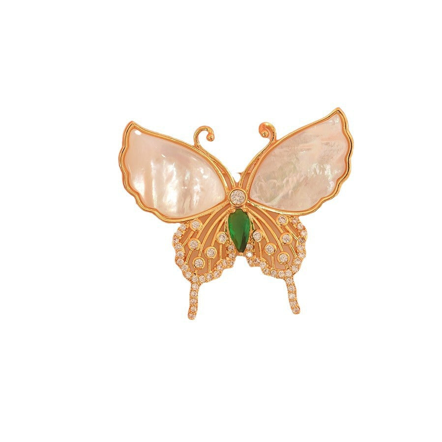 Natural Shell Butterfly Brooch