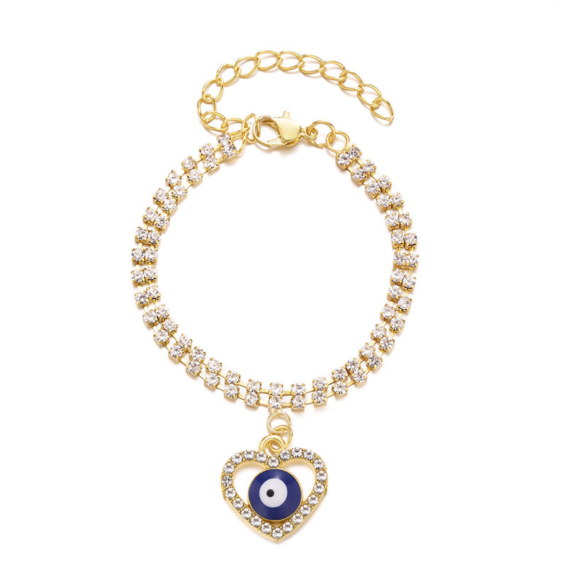 Glimmering crystals on an adjustable bracelet