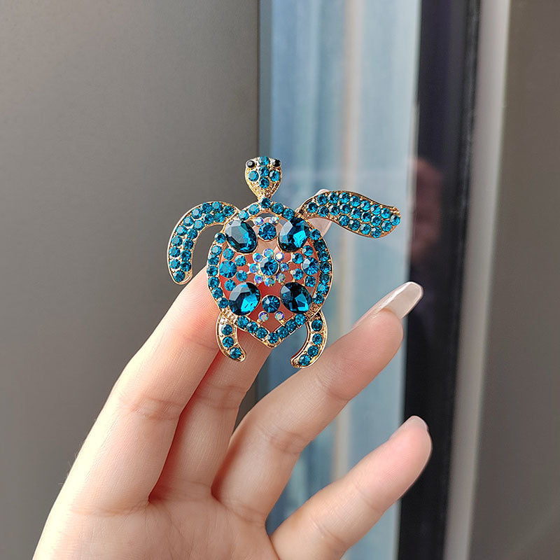 Charming Rhinestone Turtle Brooch with background image 7