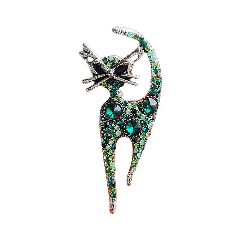 Alloy cat brooch with unique retro design