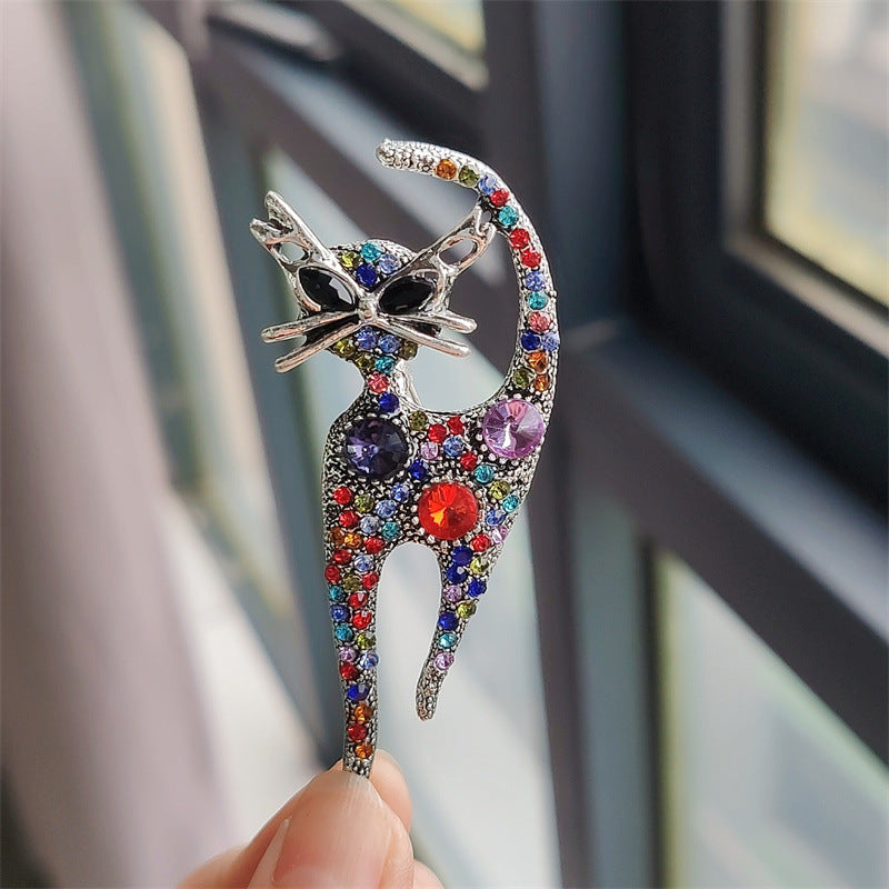 Elegant cat accessory against casual outfit