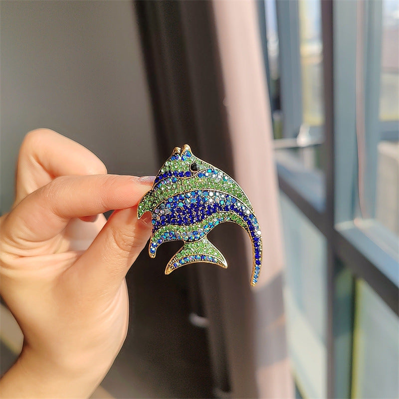Tropical Fish Brooch worn on clothing