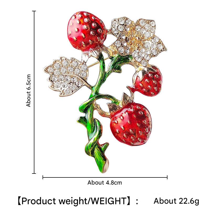 Stylish Strawberry Enamel Pin on fabric