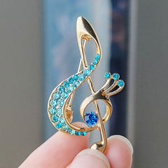 Unique Heart-Shaped Musical Note Brooch Front View