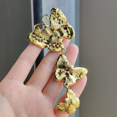 close-up of butterfly brooch crystals