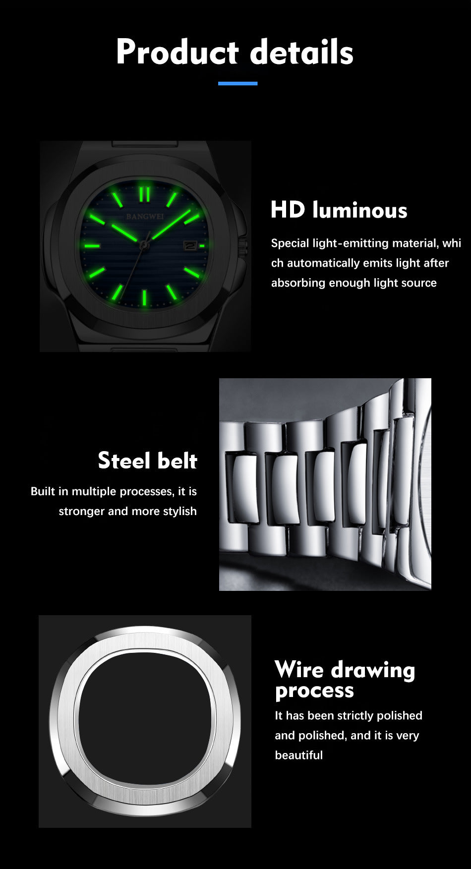 Close-up of Luminous Display Men's Watch