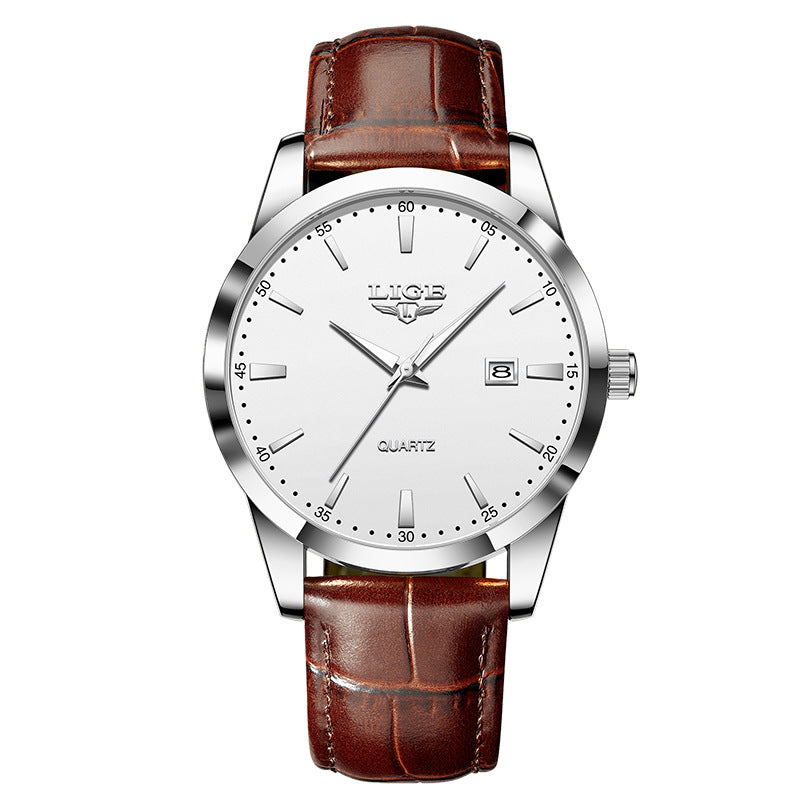Close-up of LIGE watch with date feature
