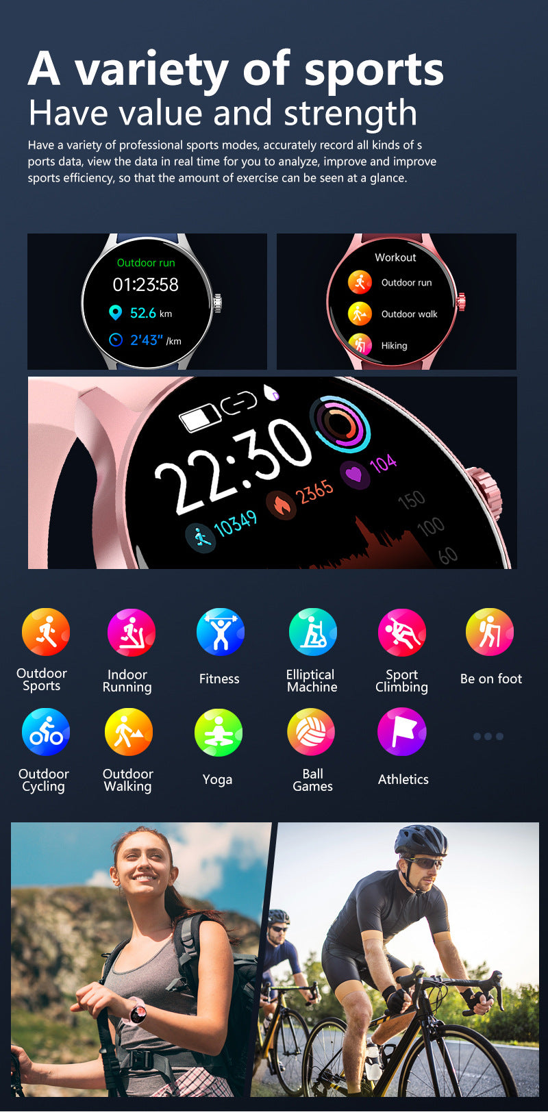 Smart fitness watch with colour options
