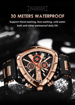 Durable silicone strap watch for men