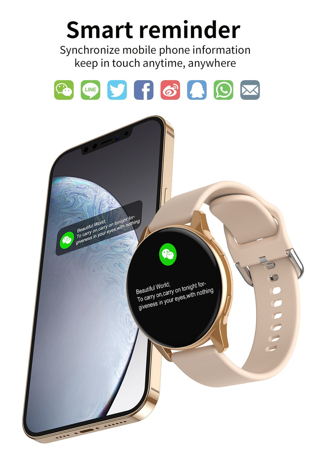 LIGE smartwatch showing notifications