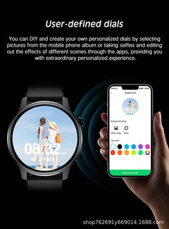 Smartwatch in pink with features displayed