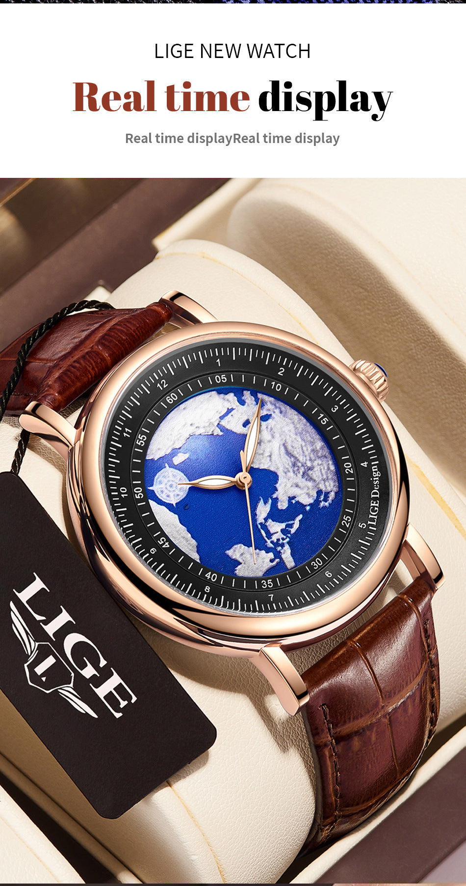 LIGE watch showcasing water resistance