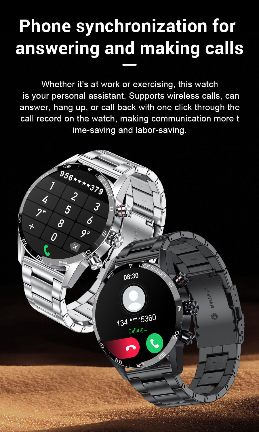 Men's smartwatch with multiple functions