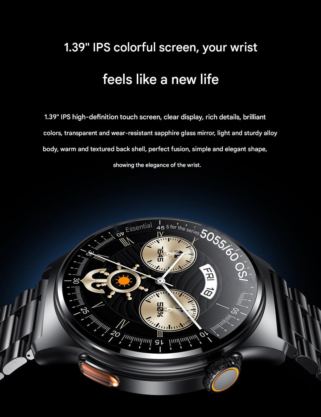 QW49 Smartwatch showing fitness metrics