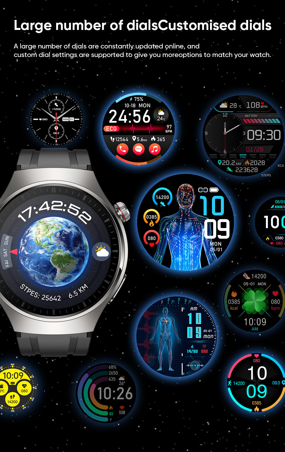 LIGE smartwatch on wrist with features display