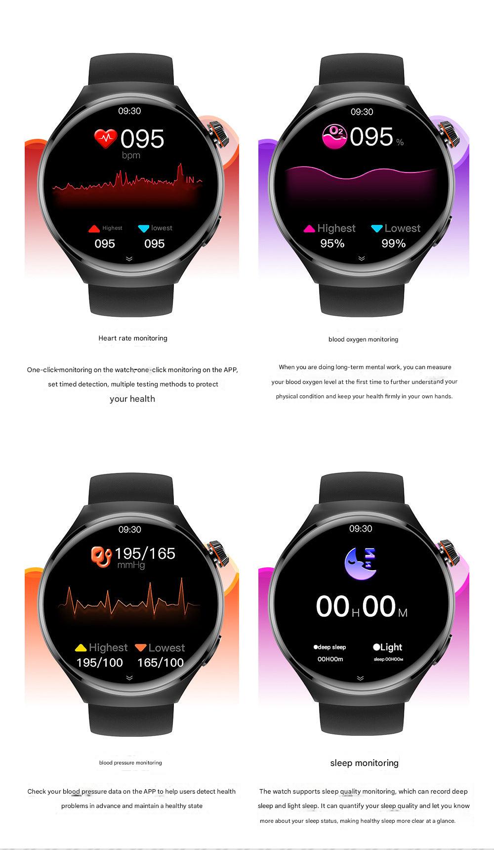 MT26 Smartwatch displays heart rate monitoring